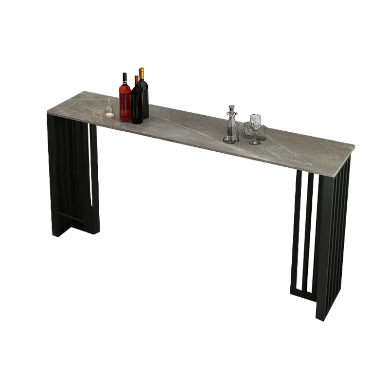 Industrial Style Bar Table Stone Top Bistro Table with Black Base