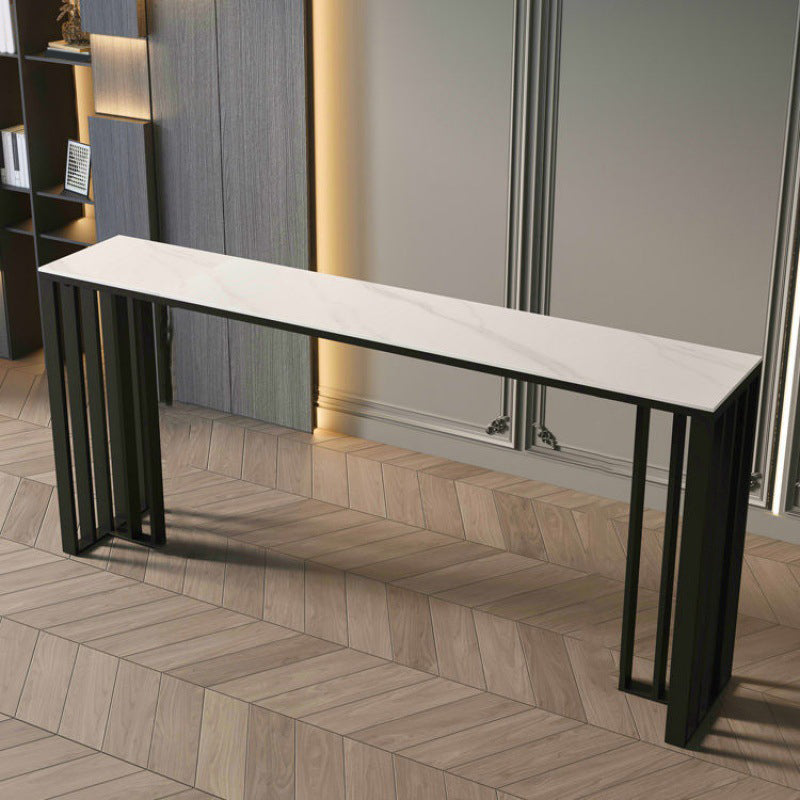 Industrial Style Bar Table Stone Top Bistro Table with Black Base