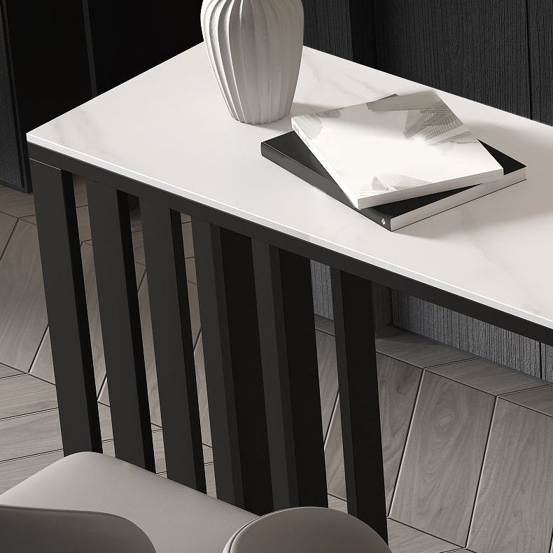 Industrial Style Bar Table Stone Top Bistro Table with Black Base