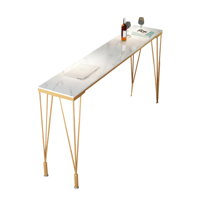 Modern Style Bistro Bar Table Rectangle Faux Marble Bar Table for Home