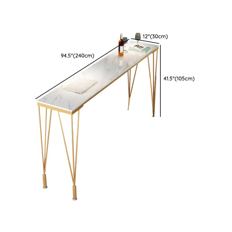 Modern Style Bistro Bar Table Rectangle Faux Marble Bar Table for Home
