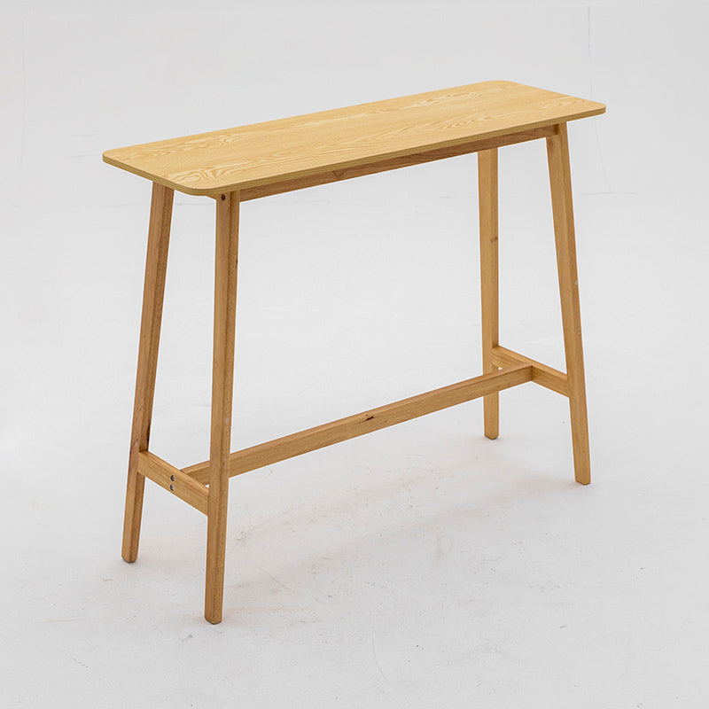 Modern Style Bistro Bar Table Rectangle Solid Wood Bar Table with Footrest