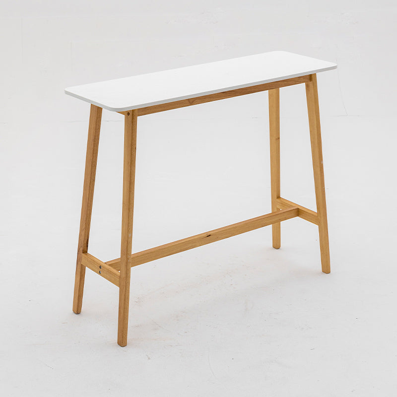 Modern Style Bistro Bar Table Rectangle Solid Wood Bar Table with Footrest