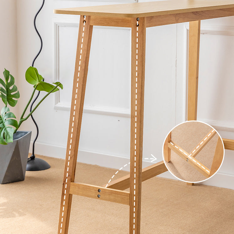 Modern Style Bistro Bar Table Rectangle Solid Wood Bar Table with Footrest