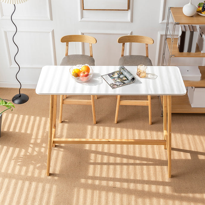 Modern Style Bistro Bar Table Rectangle Solid Wood Bar Table with Footrest