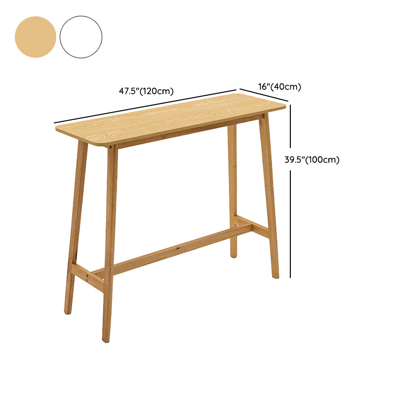 Modern Style Bistro Bar Table Rectangle Solid Wood Bar Table with Footrest