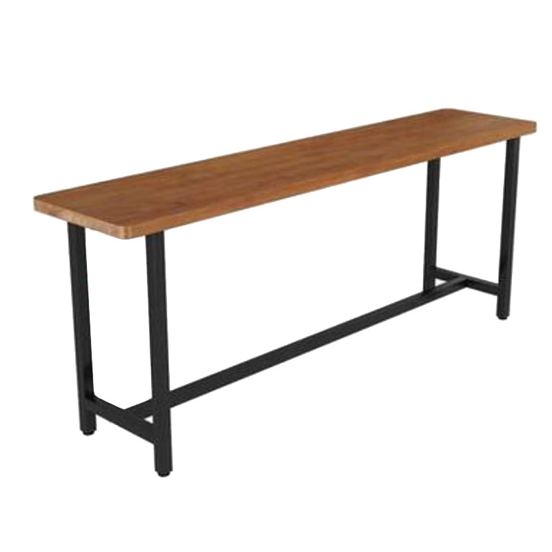 Industrial Wood Bistro Bar Table Rectangle Metal Base Bar Table with Footrest