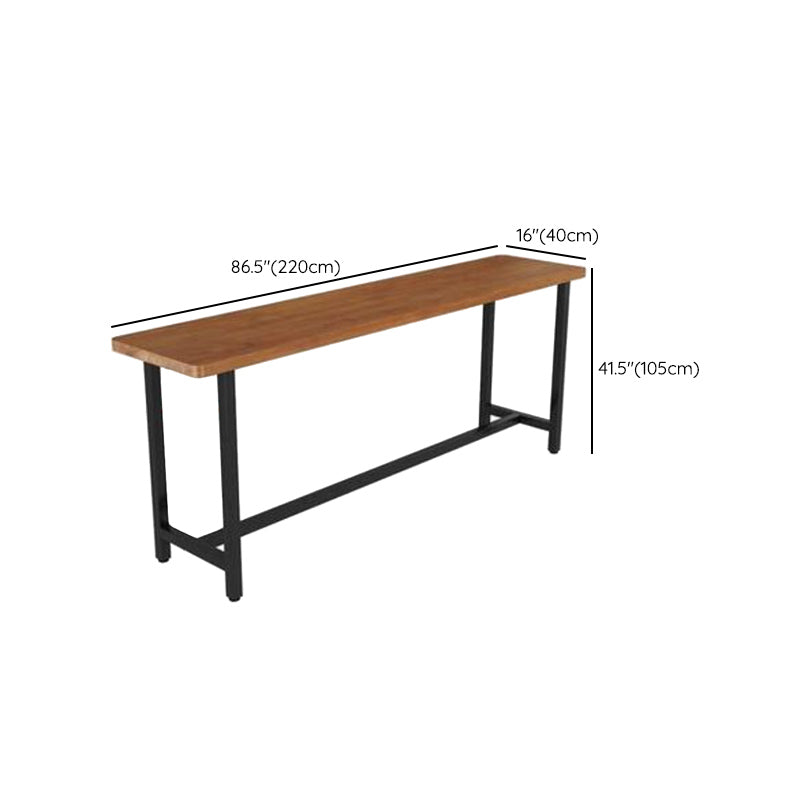 Industrial Wood Bistro Bar Table Rectangle Metal Base Bar Table with Footrest