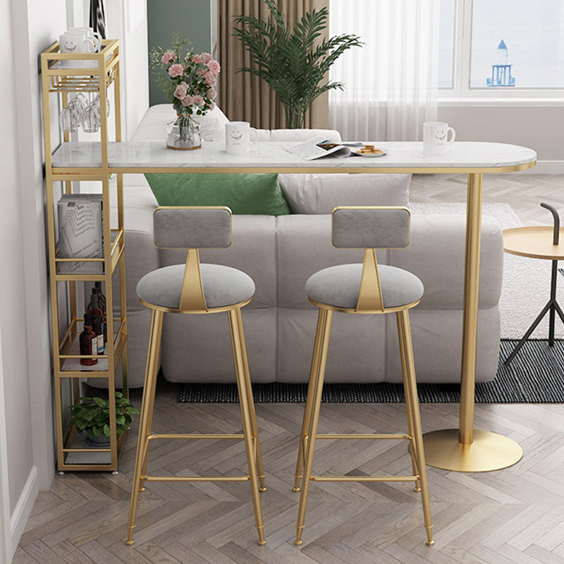 Faux Marble Bistro Bar Table Rectangle Metal Base Bar Table with Shelves