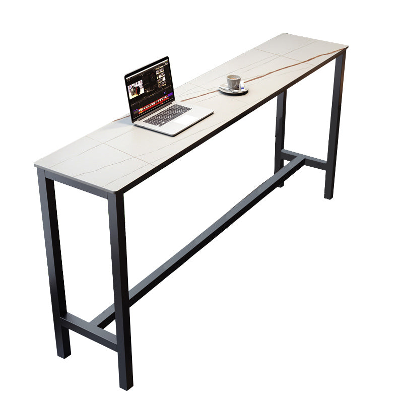 Industrial Bar-height Table Stone Top Pub Table with Black Base