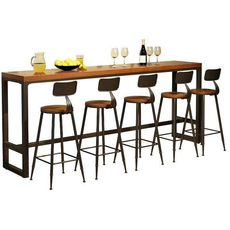 Industrial Bar Wine Table Solid Wood Top Bistro Table with Black Base