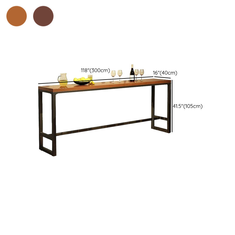 Industrial Bar Wine Table Solid Wood Top Bistro Table with Black Base