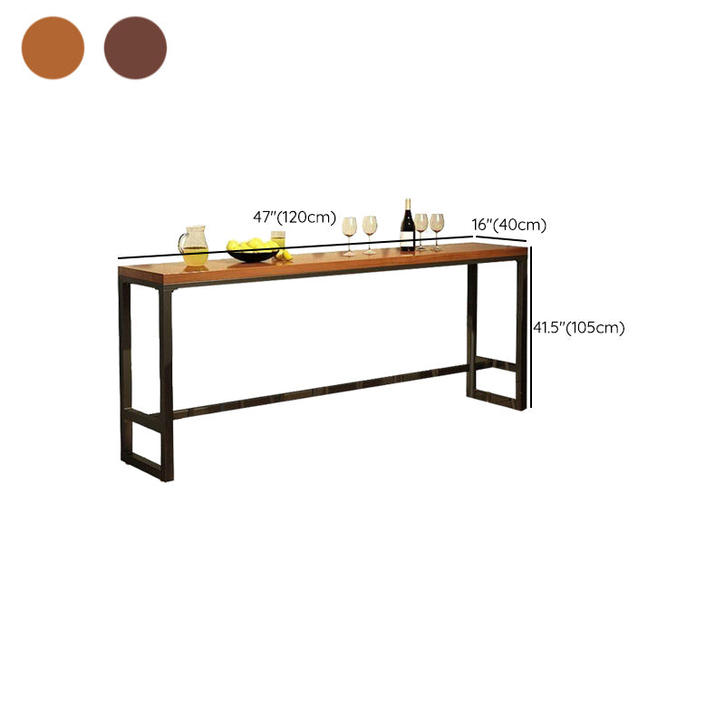 Industrial Bar Wine Table Solid Wood Top Bistro Table with Black Base