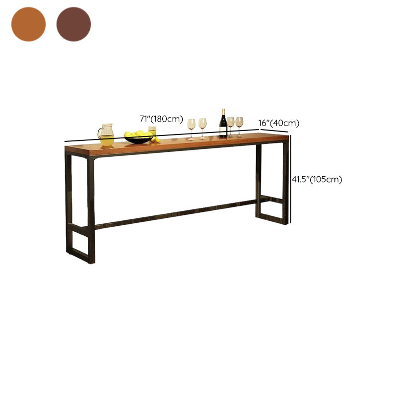 Industrial Bar Wine Table Solid Wood Top Bistro Table with Black Base