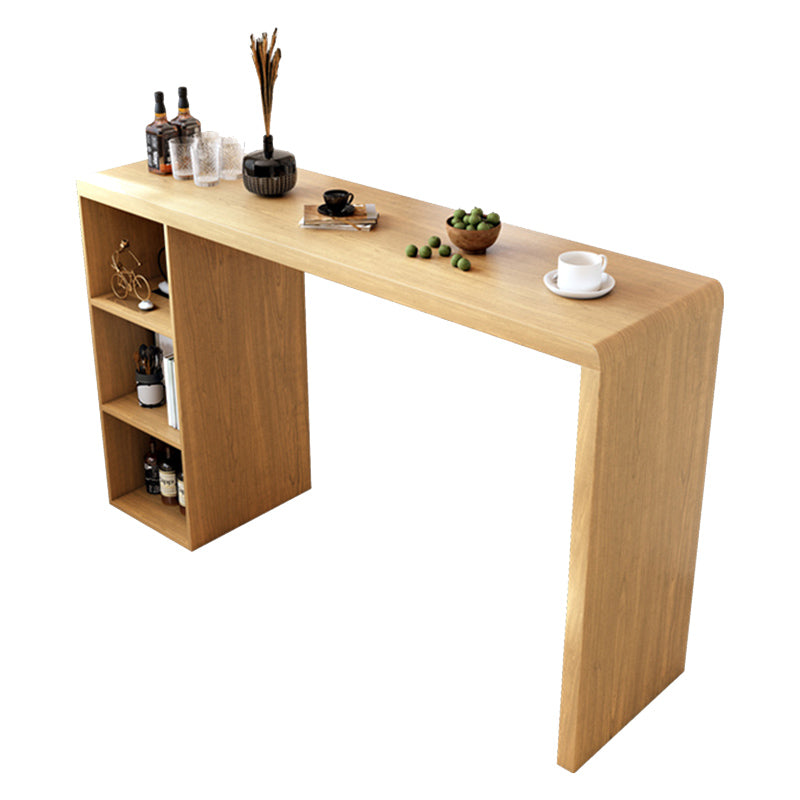 Modem Style Bar Table Rectangle Solid Wood Bar Dining Table with Double Pedestal Base