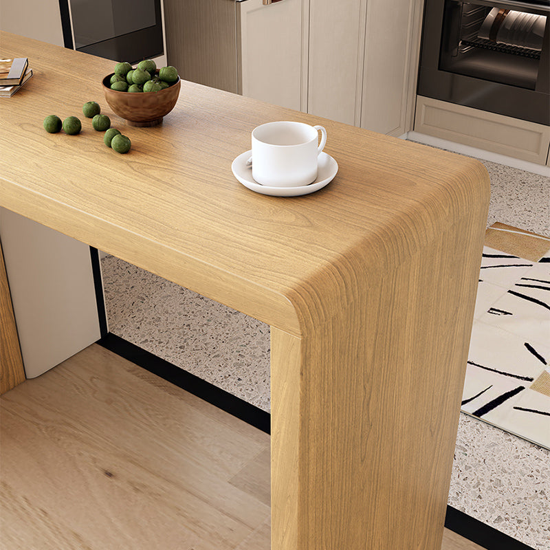 Modem Style Bar Table Rectangle Solid Wood Bar Dining Table with Double Pedestal Base