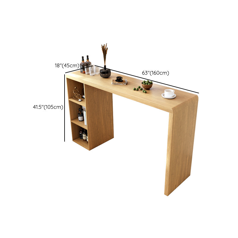 Modem Style Bar Table Rectangle Solid Wood Bar Dining Table with Double Pedestal Base