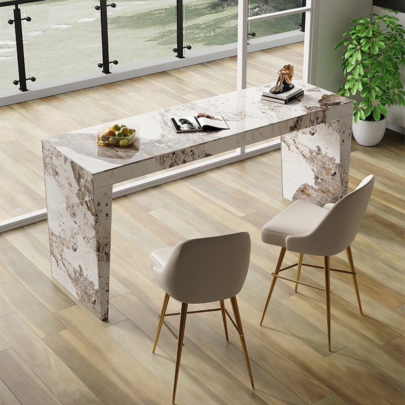 Modern Style Rectangle Bar Table Stone Fixed Bistro Bar Desk for Living Room