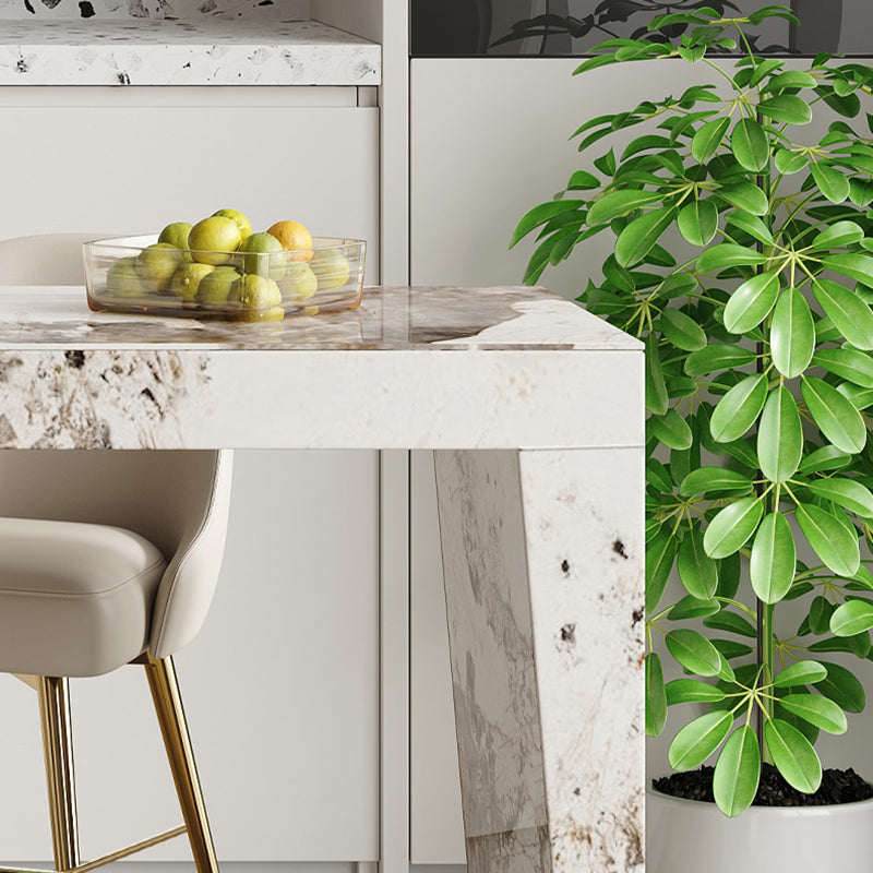 Modern Style Rectangle Bar Table Stone Fixed Bistro Bar Desk for Living Room