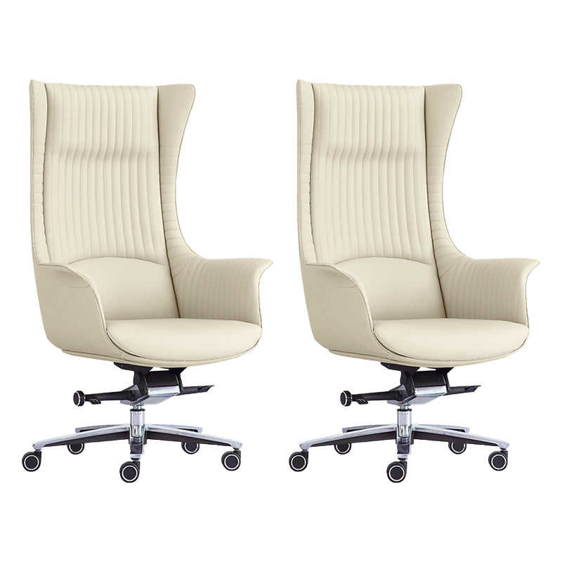 Fixed Arms Desk Chair No Distressing Leather Ergonomic Office Chair with Wheels