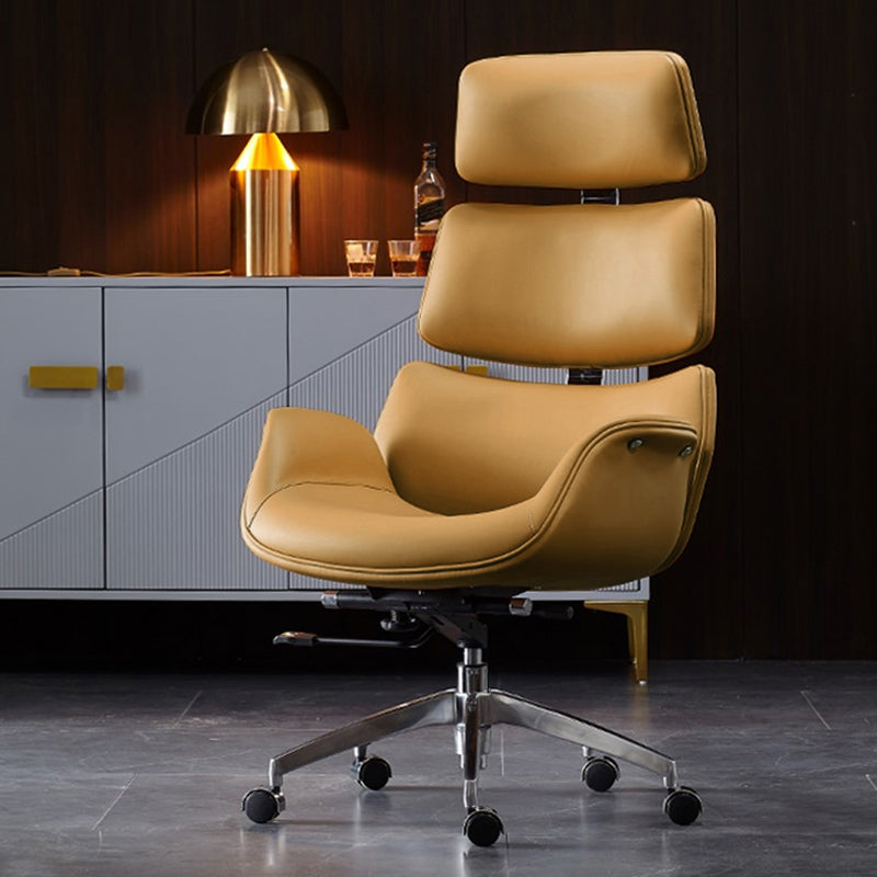 Contemporary Leather Managers Chair Height-adjustable Swivel Chair for Office