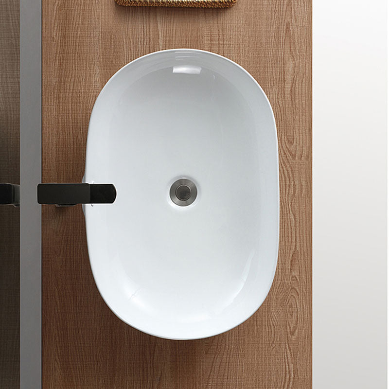 Contemporary Bathroom Sink Solid Color Vessel Bathroom Sink with Overflow