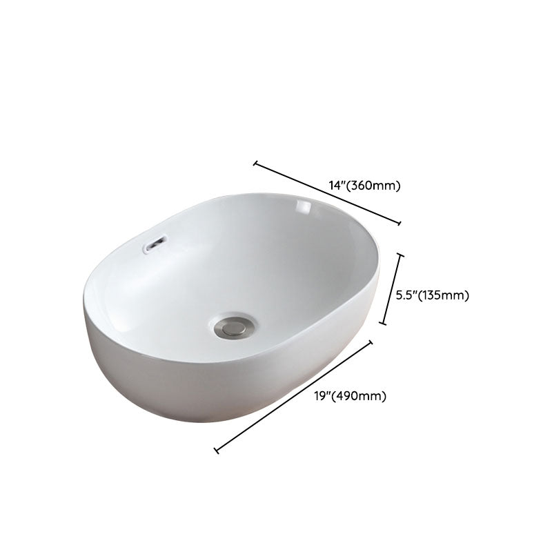Contemporary Bathroom Sink Solid Color Vessel Bathroom Sink with Overflow