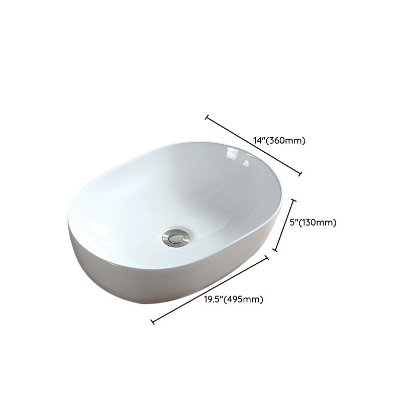 Contemporary Bathroom Sink Solid Color Vessel Bathroom Sink with Overflow
