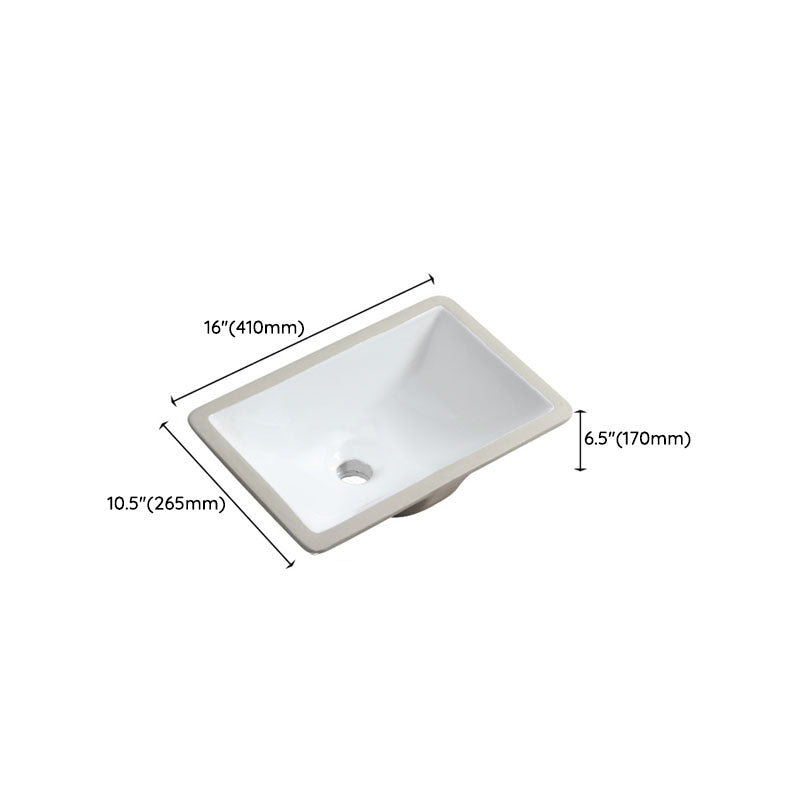 Modern Porcelain Bathroom Sink Undermount Bathroom Sink in White(Not Including Faucet)