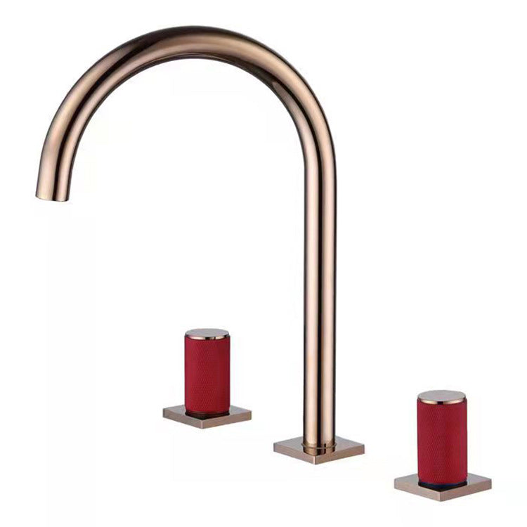 Luxury 8.97" H Vanity Sink Faucet Circular Lever Handle Basin Faucet