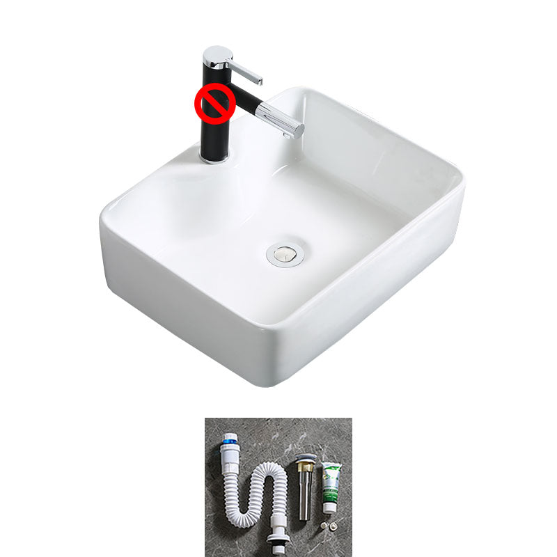 Modern Bathroom Sink Porcelain Rectangle Bathroom Sink in White(Not Including Faucet)