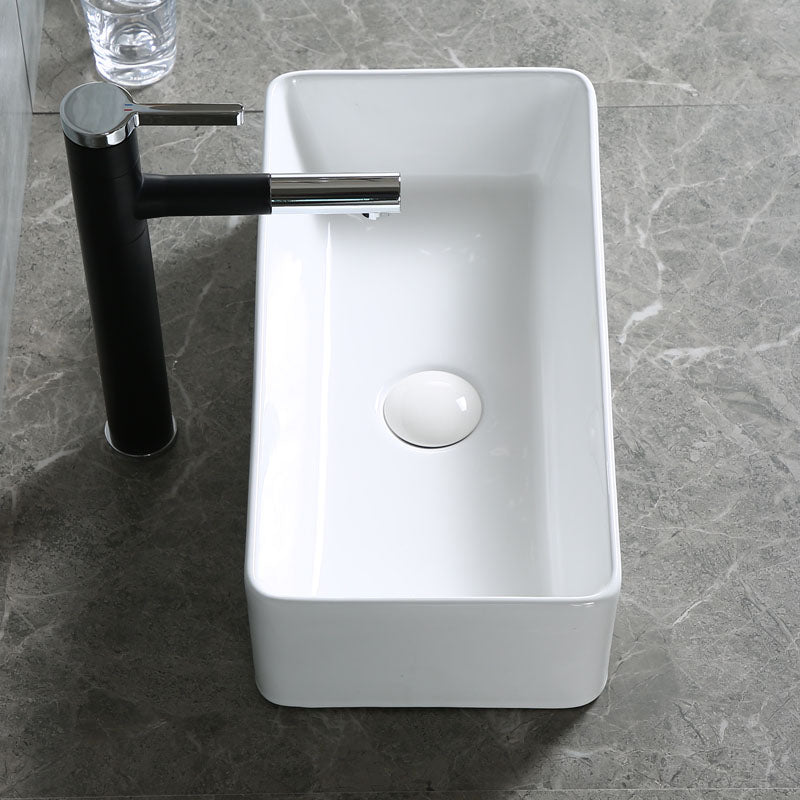 Modern Bathroom Sink Porcelain Rectangle Bathroom Sink in White(Not Including Faucet)