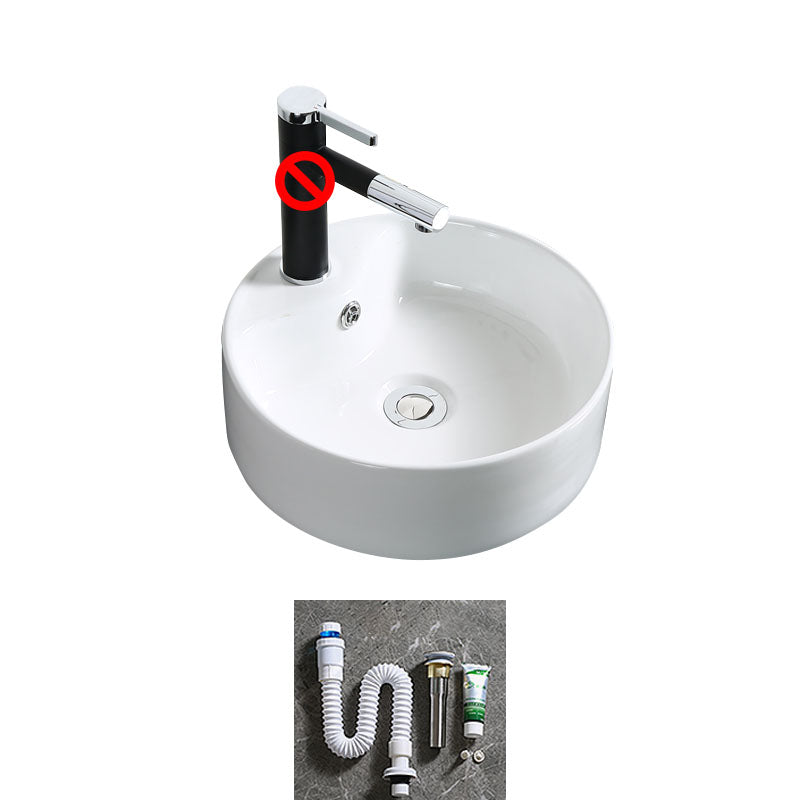 Modern Bathroom Sink Porcelain Rectangle Bathroom Sink in White(Not Including Faucet)