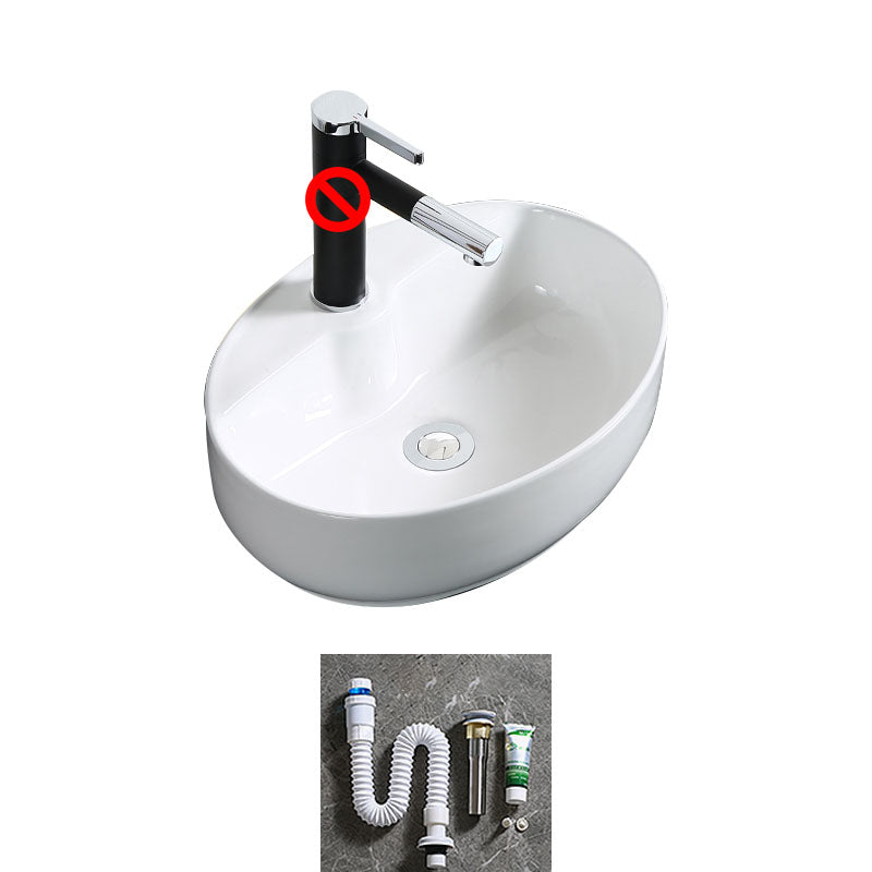 Modern Bathroom Sink Porcelain Rectangle Bathroom Sink in White(Not Including Faucet)