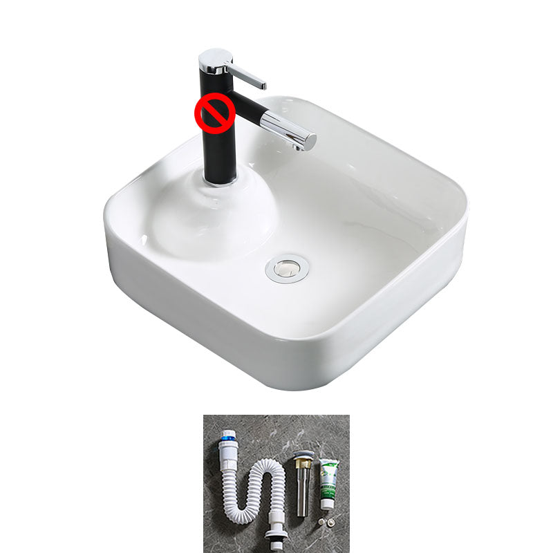 Modern Bathroom Sink Porcelain Rectangle Bathroom Sink in White(Not Including Faucet)