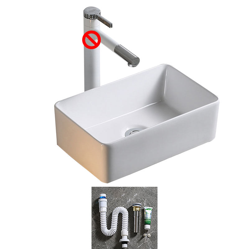 Modern Bathroom Sink Porcelain Rectangle Bathroom Sink in White(Not Including Faucet)