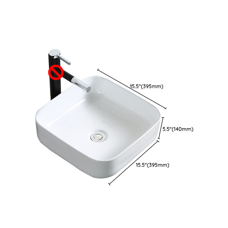 Modern Bathroom Sink Porcelain Rectangle Bathroom Sink in White(Not Including Faucet)