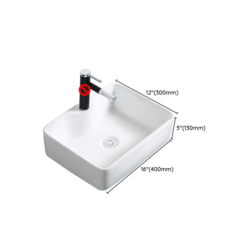 Modern Bathroom Sink Porcelain Rectangle Bathroom Sink in White(Not Including Faucet)