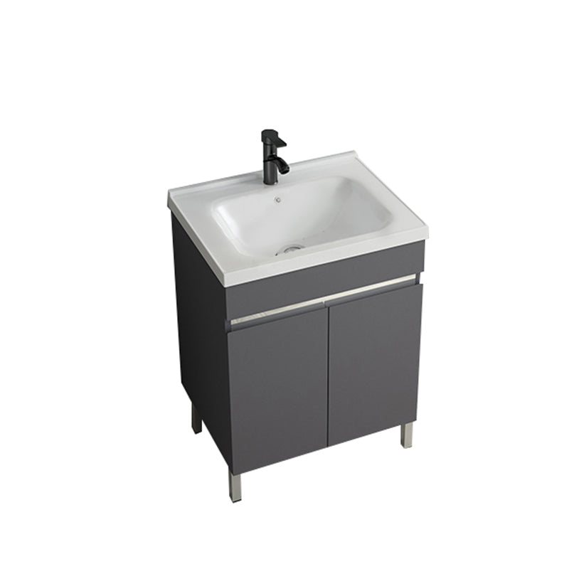Gray Metal Vanity Sink Modern Free-standing Standard Space Saver Vanity