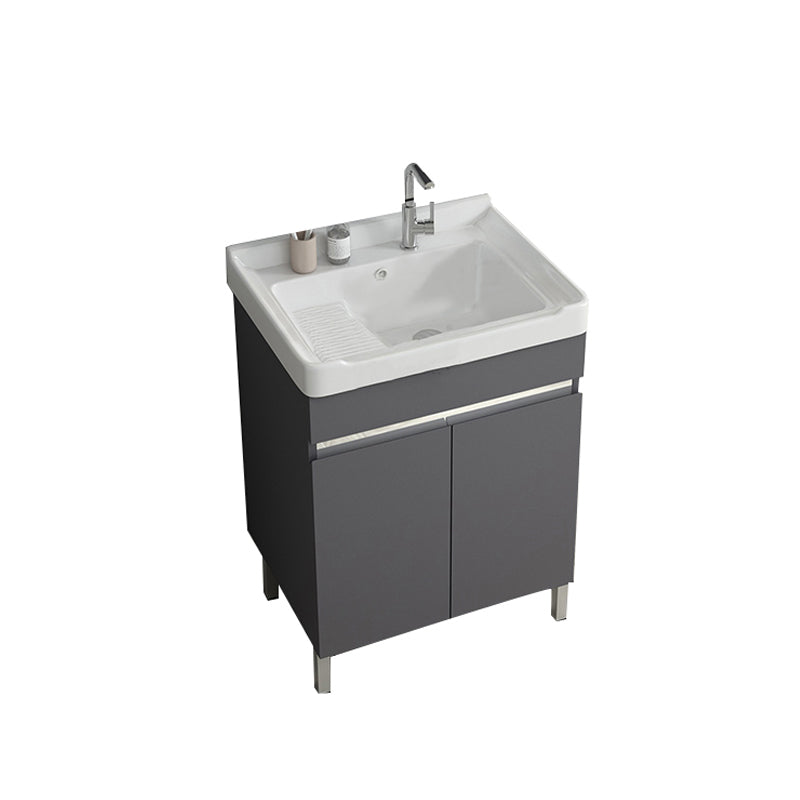 Gray Metal Vanity Sink Modern Free-standing Standard Space Saver Vanity