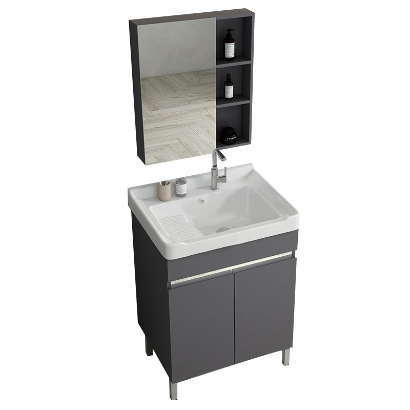 Gray Metal Vanity Sink Modern Free-standing Standard Space Saver Vanity