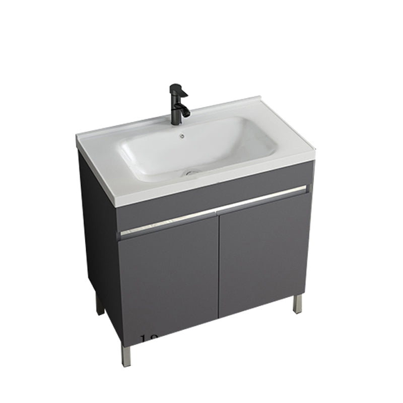 Gray Metal Vanity Sink Modern Free-standing Standard Space Saver Vanity
