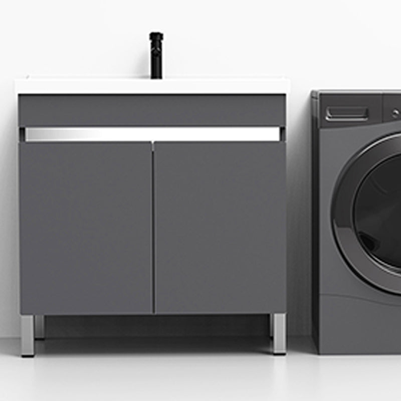 Gray Metal Vanity Sink Modern Free-standing Standard Space Saver Vanity