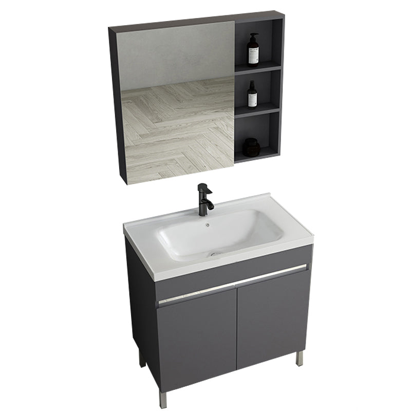 Gray Metal Vanity Sink Modern Free-standing Standard Space Saver Vanity