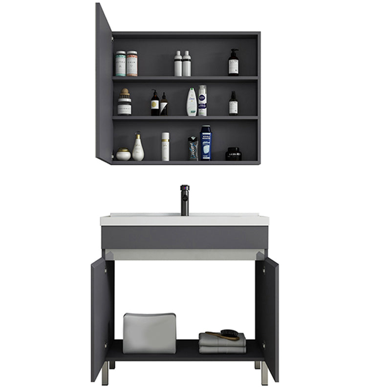 Gray Metal Vanity Sink Modern Free-standing Standard Space Saver Vanity