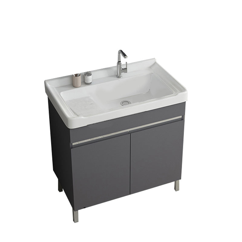 Gray Metal Vanity Sink Modern Free-standing Standard Space Saver Vanity