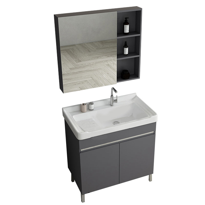Gray Metal Vanity Sink Modern Free-standing Standard Space Saver Vanity
