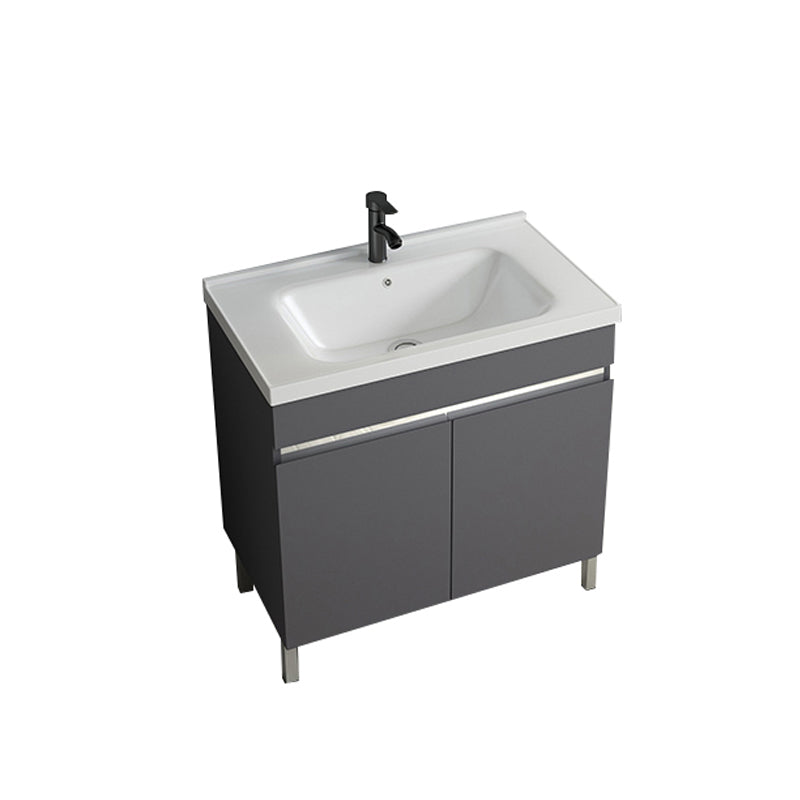 Gray Metal Vanity Sink Modern Free-standing Standard Space Saver Vanity
