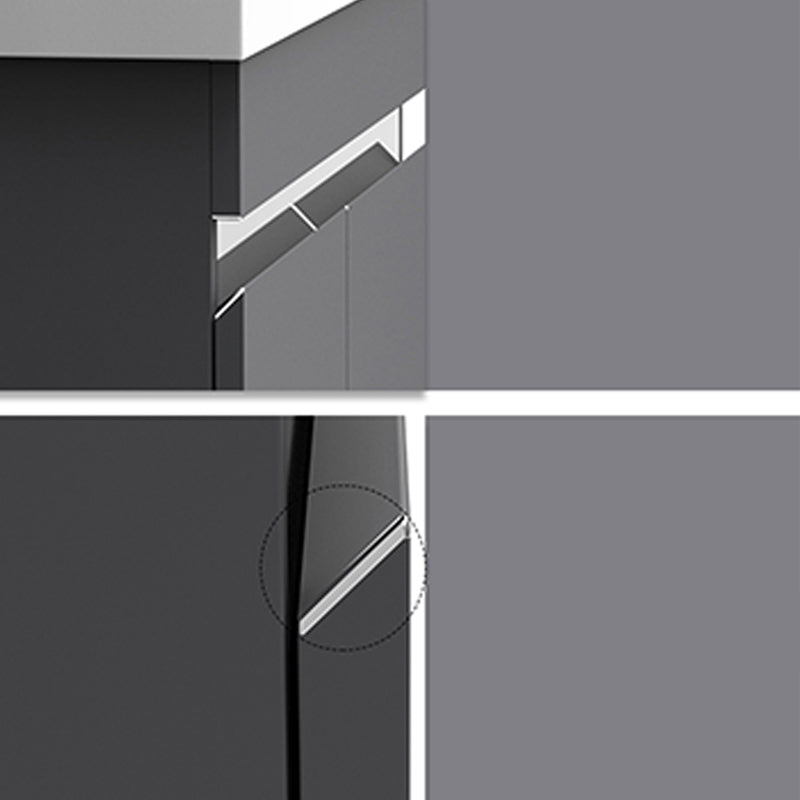 Gray Metal Vanity Sink Modern Free-standing Standard Space Saver Vanity