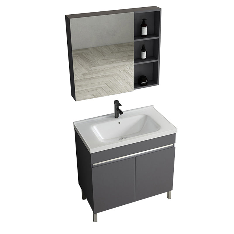Gray Metal Vanity Sink Modern Free-standing Standard Space Saver Vanity